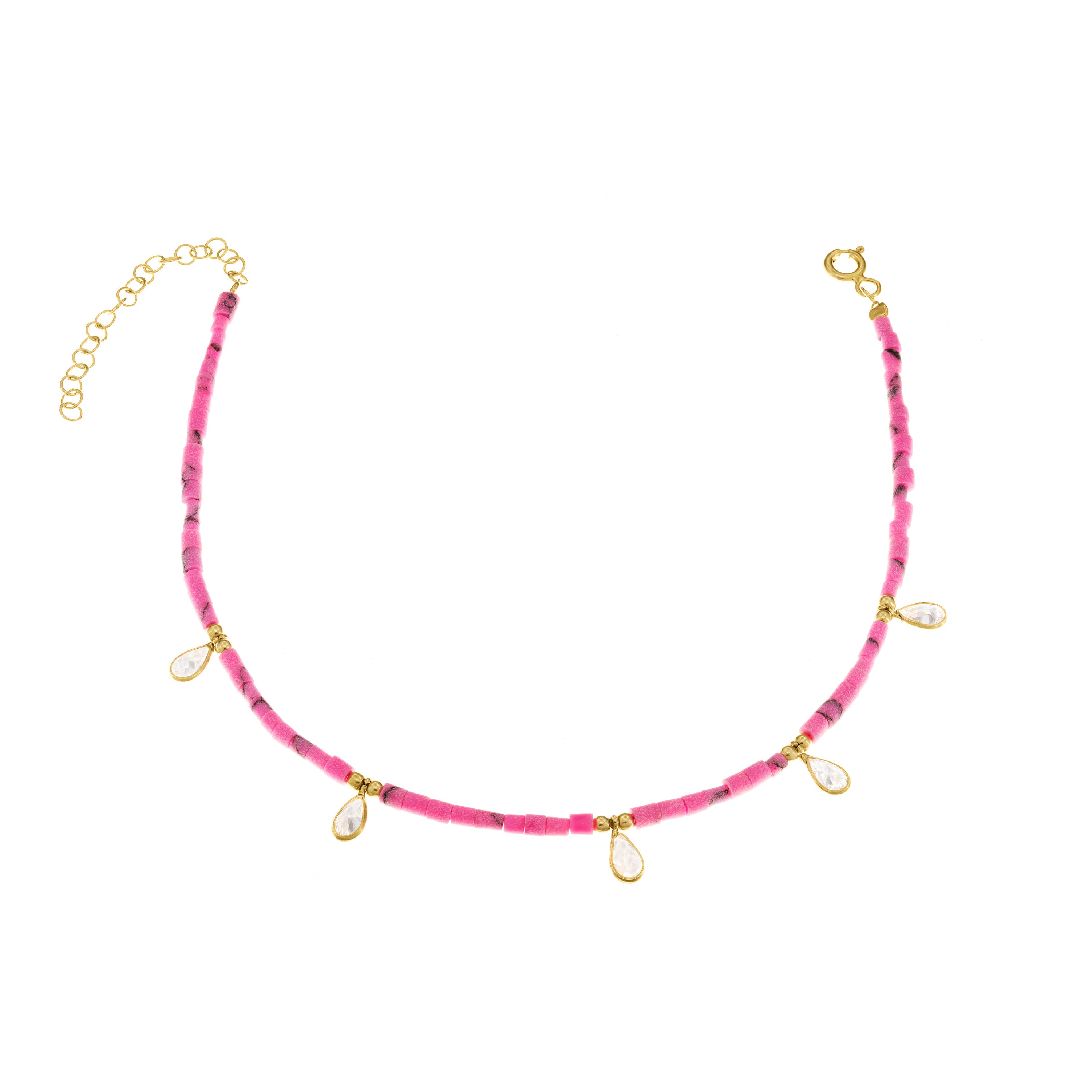 Multicolor Beads With Teardrop Anklet