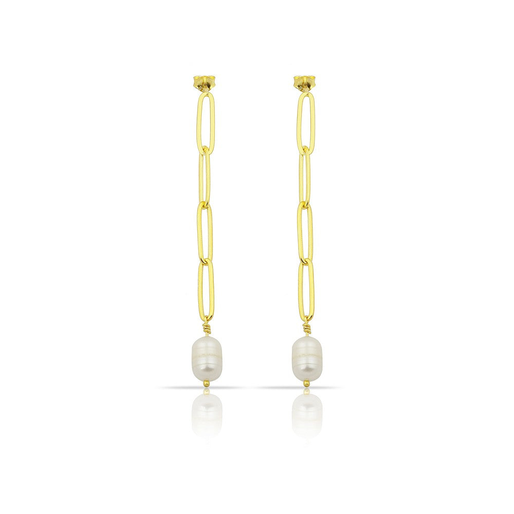 One Pearl Paperclip Chain Earring