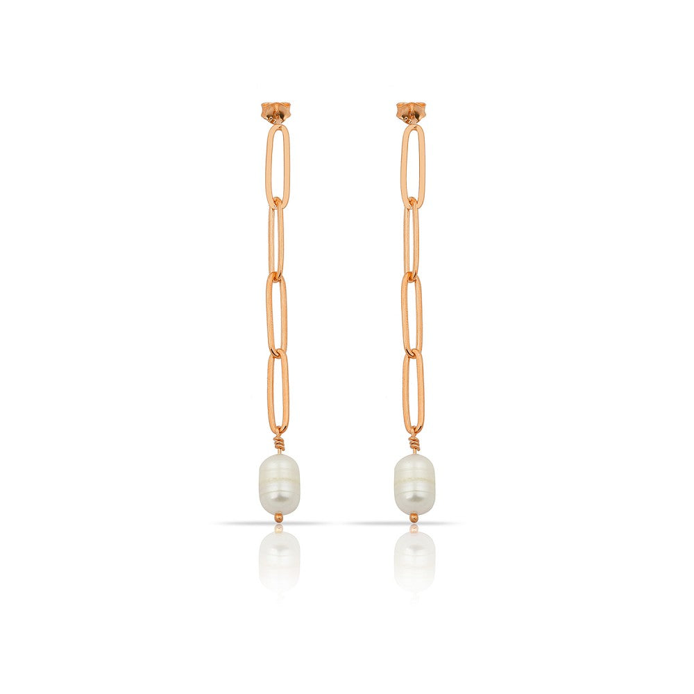 One Pearl Paperclip Chain Earring