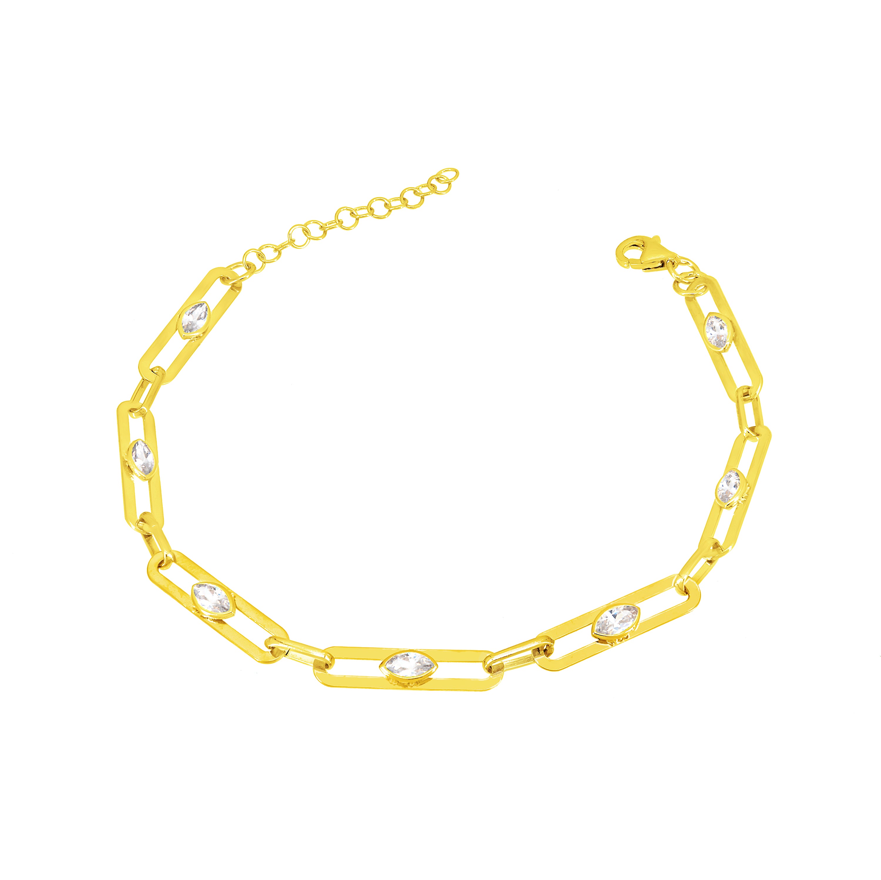 Paperclip With Marquise Zirconia Bracelet