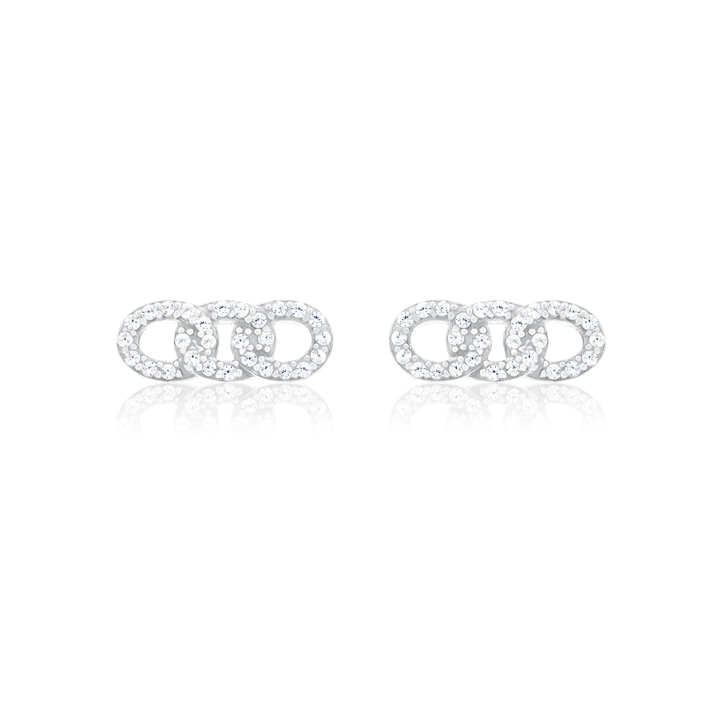 Pave Chain Link Bar Stud Earring