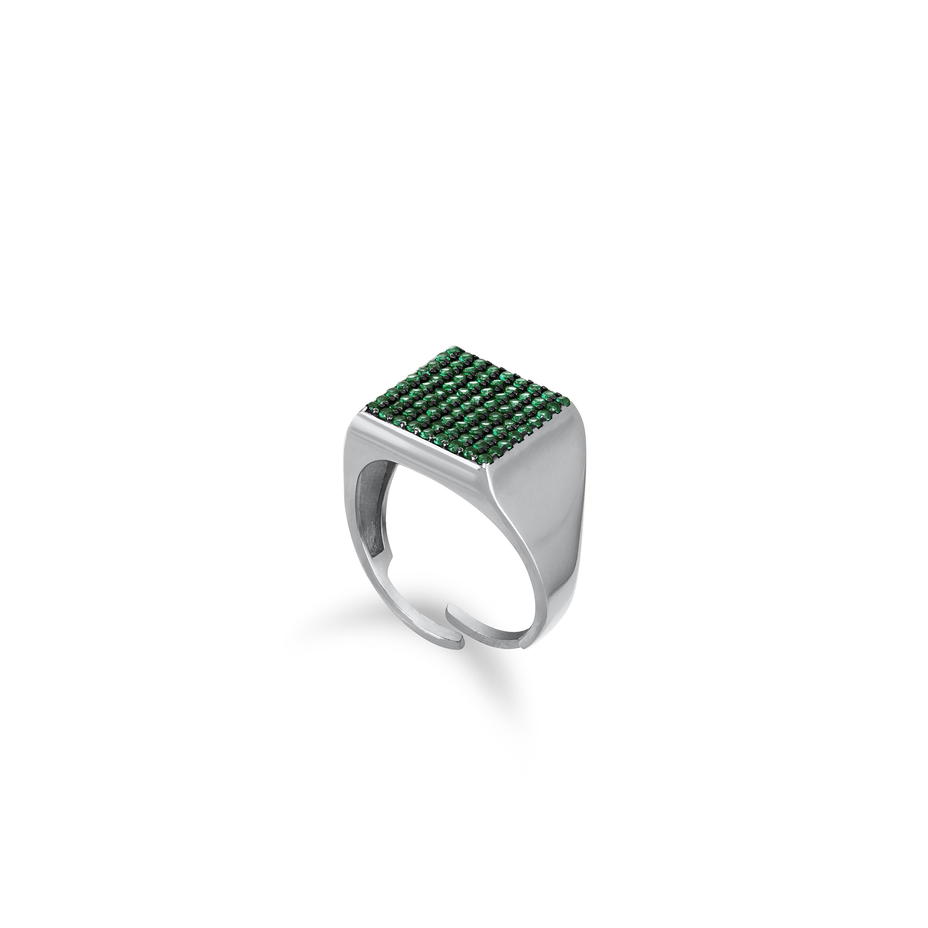 Pave Square Signet Pinky Ring