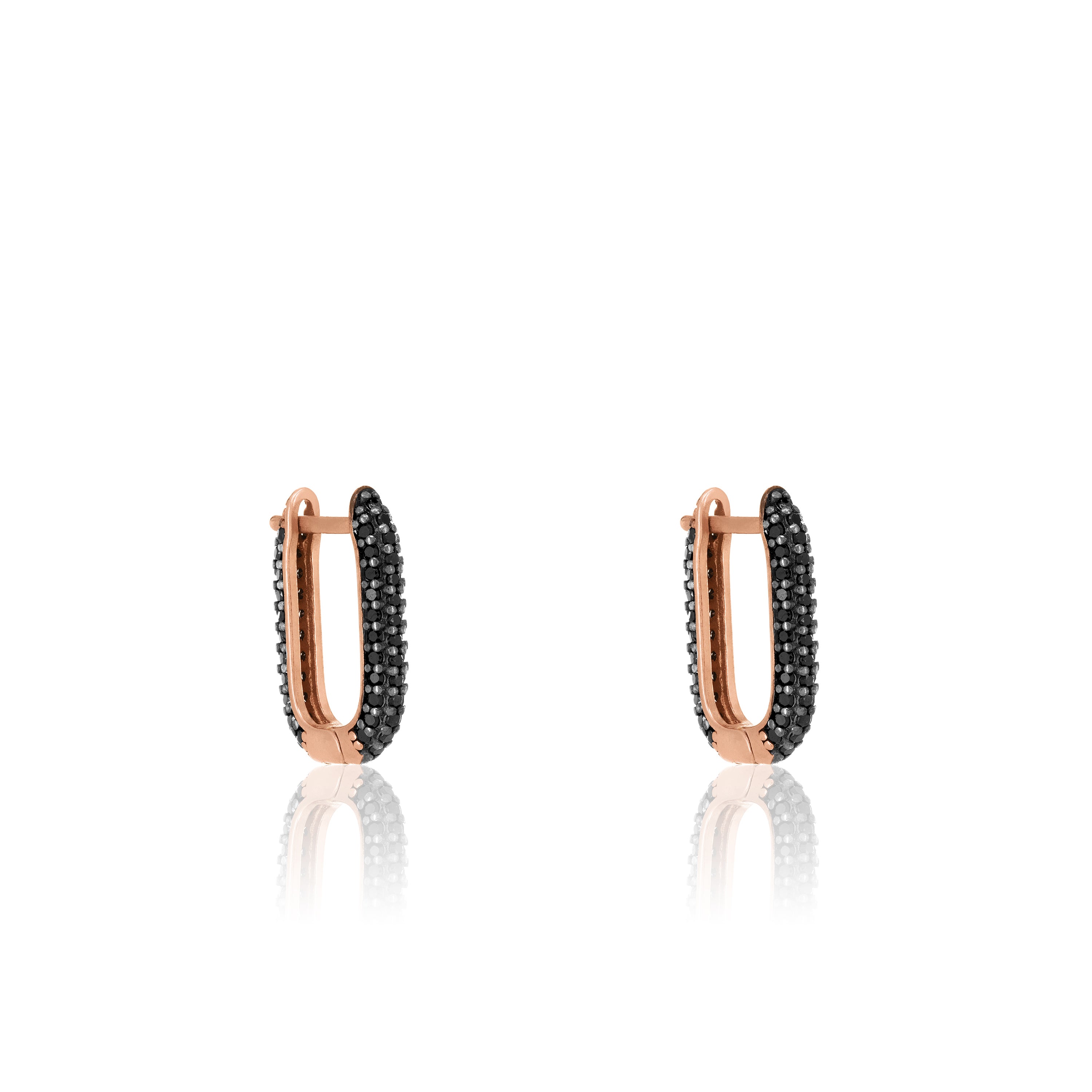 Rectangular Pave Paperclip Hoop Earring