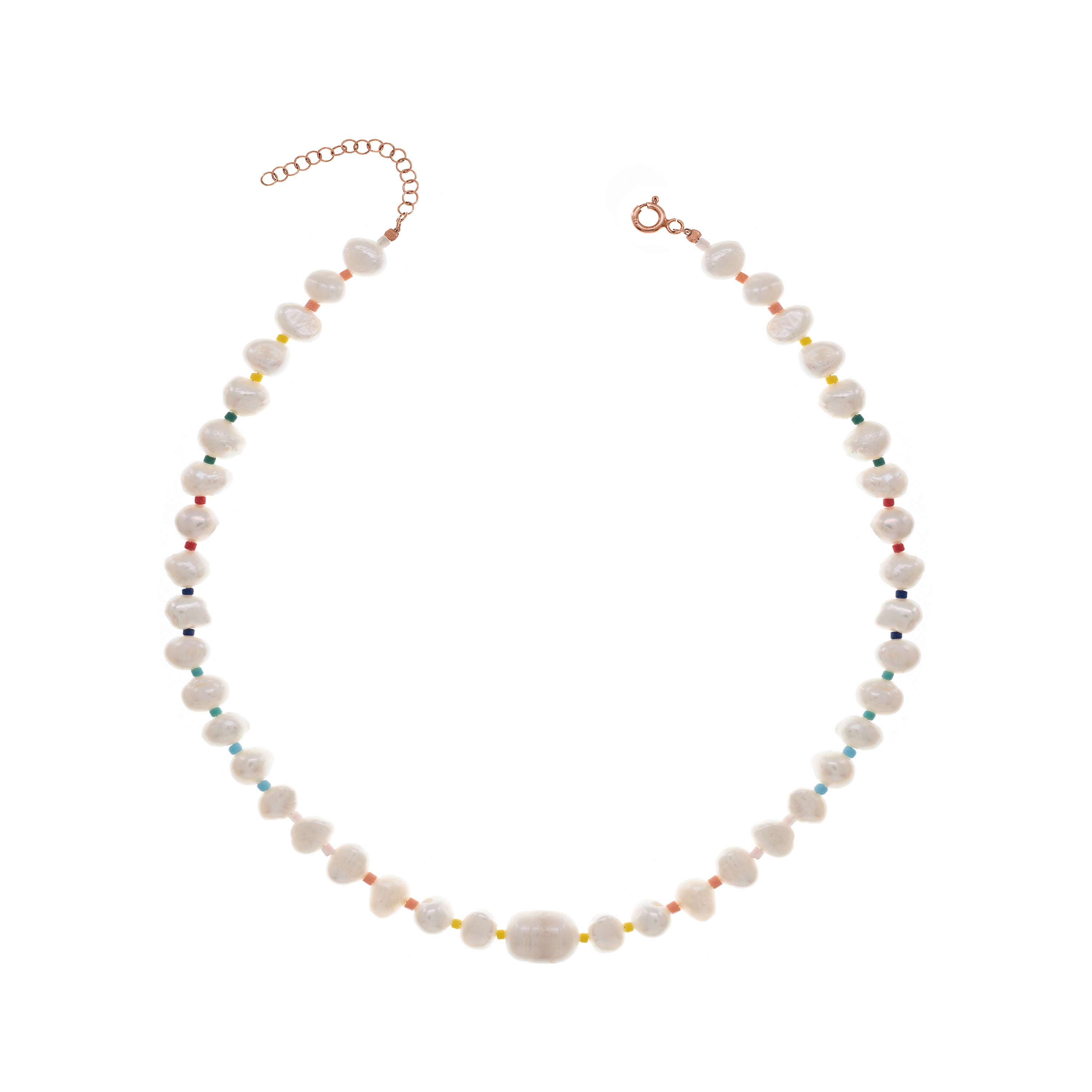 Round Fresh Water Pearls Multicolor Necklace
