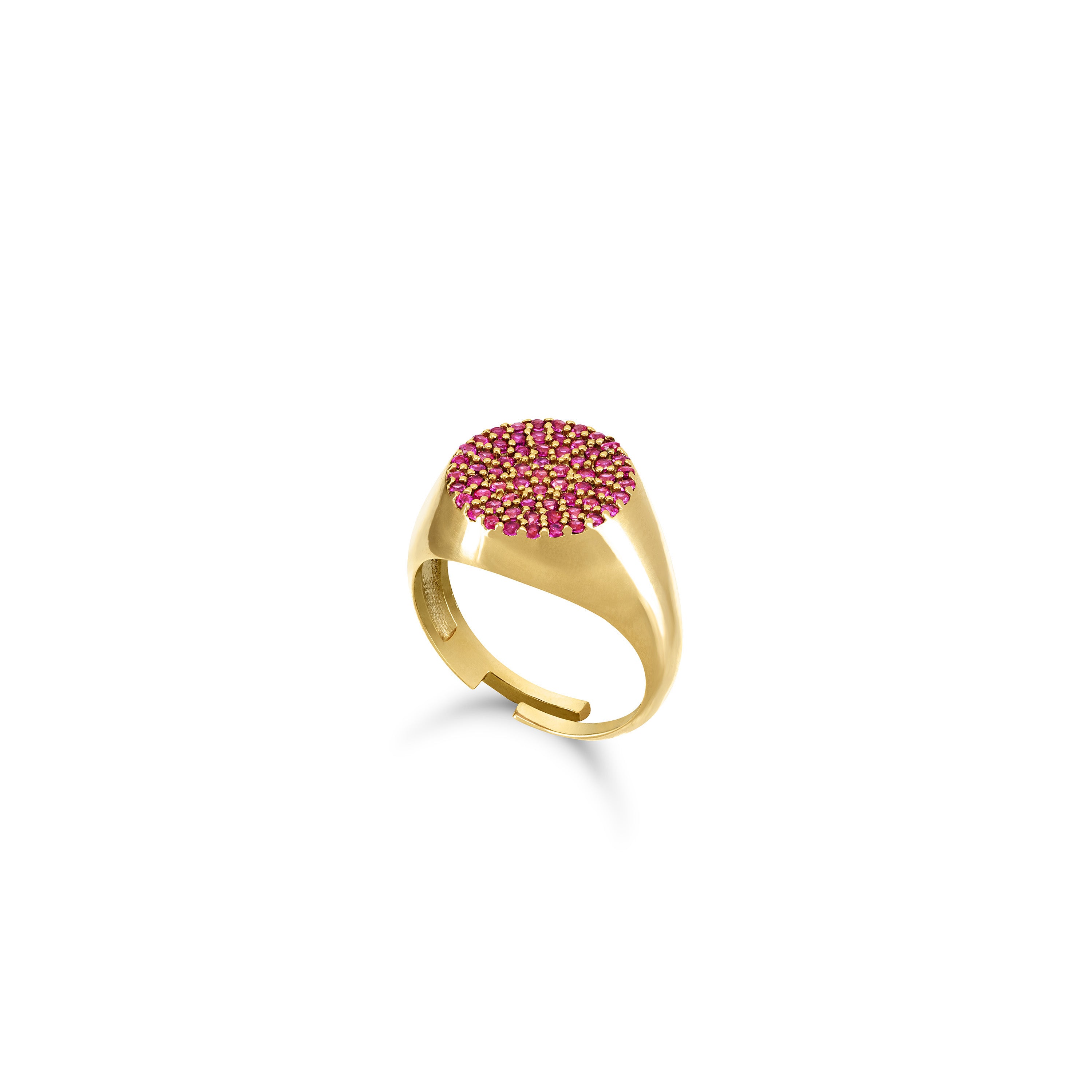 Round Pave Cubic Zirconia Signet Pinky Ring