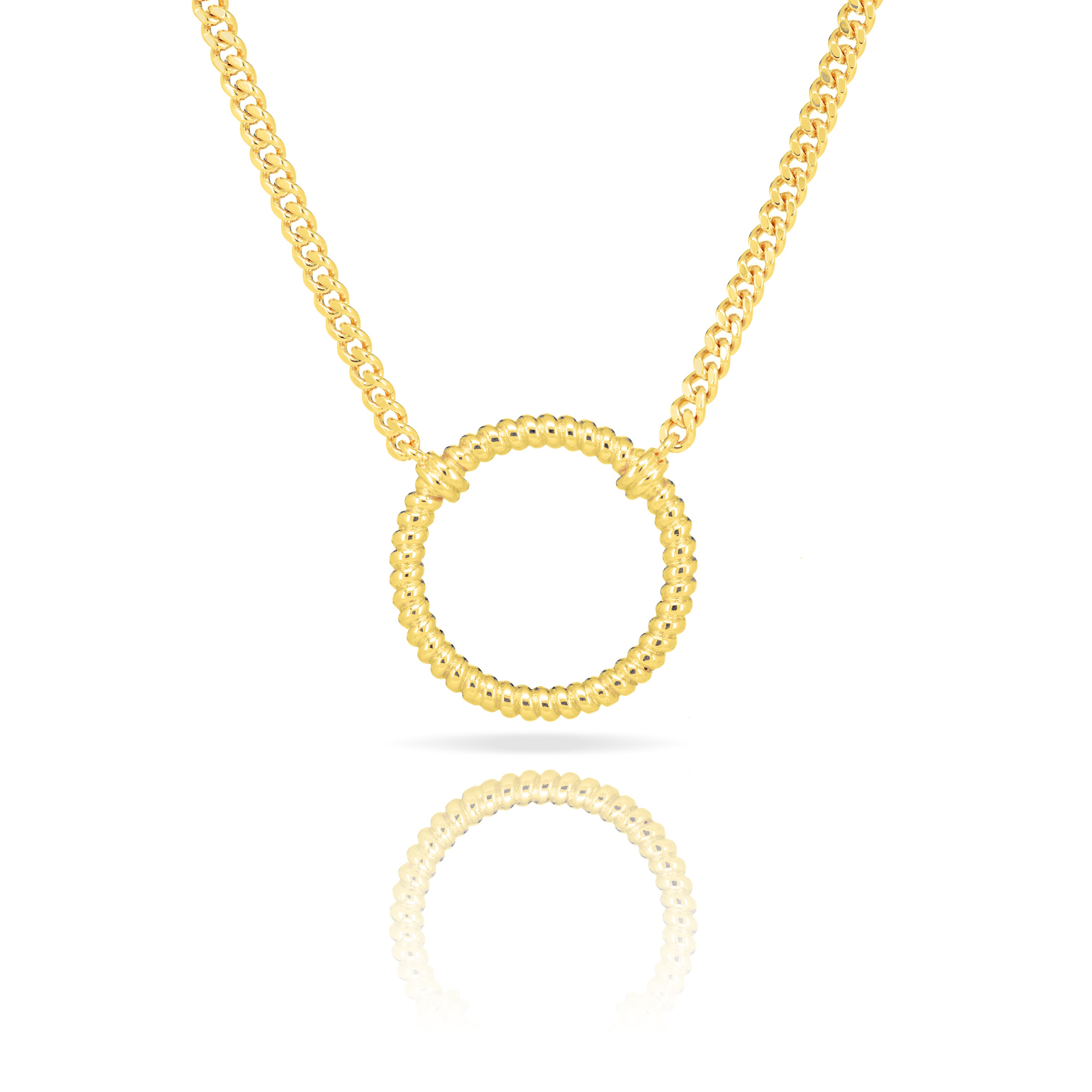 Twisted Circle Pendant With Curb Chain Necklace