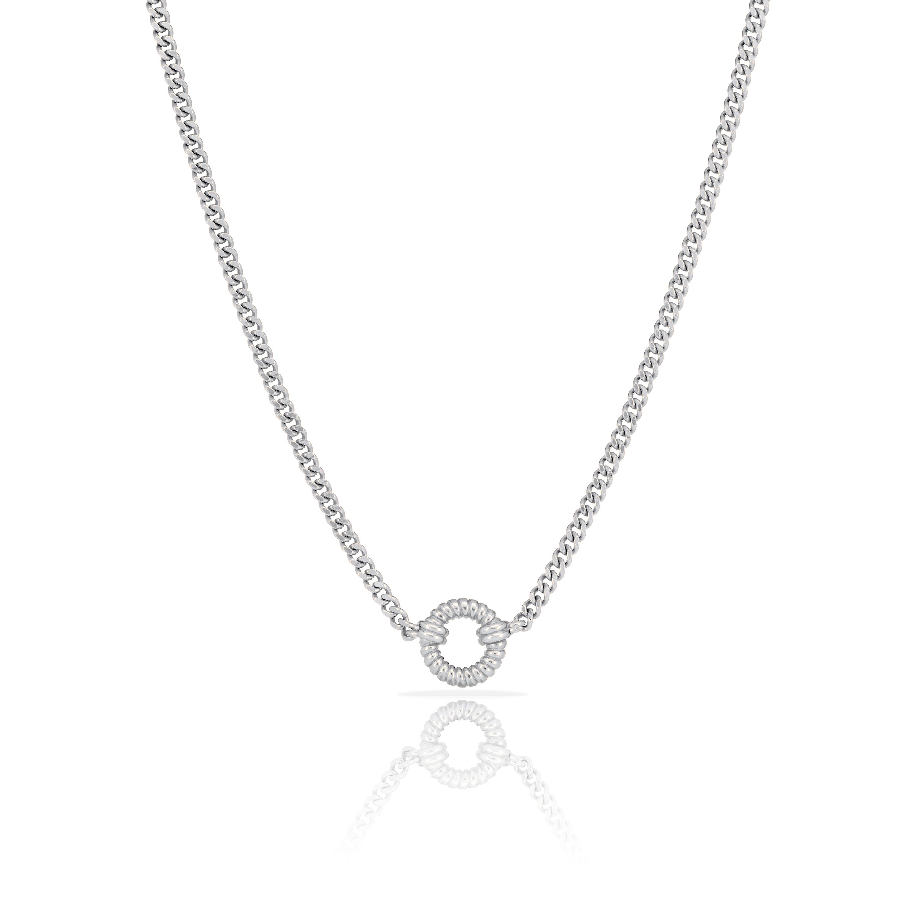 Twisted Circle Pendant With Curb Chain Necklace